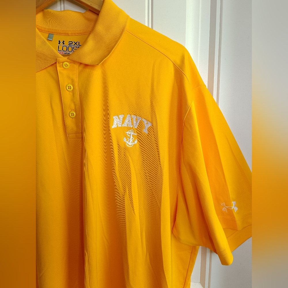 2XL Under Armour U.S. Navy Polo Heat Gear Naval Academy Military Casual Golf Dad